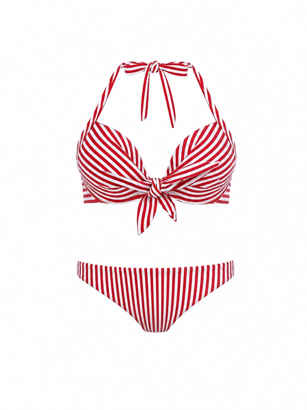 La Vie en Rose Red White Striped Bikini Set Halter Tie XS Top S Bottom